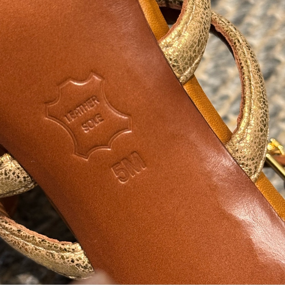 Tory Burch Charlene Tan and Gold Women's Sandals Size 5 Authentic - Picture 9 of 9